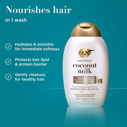 OGX_Nourishing_+_Coconut_Milk_Moisturizing_Shampoo,_Hydrating_&_Restoring_Shampoo_Moisturizes_for_Soft_Hair_After_the_First_Use,_Paraben-Free,_Sulfate-Free_Surfactants,_13_fl._oz