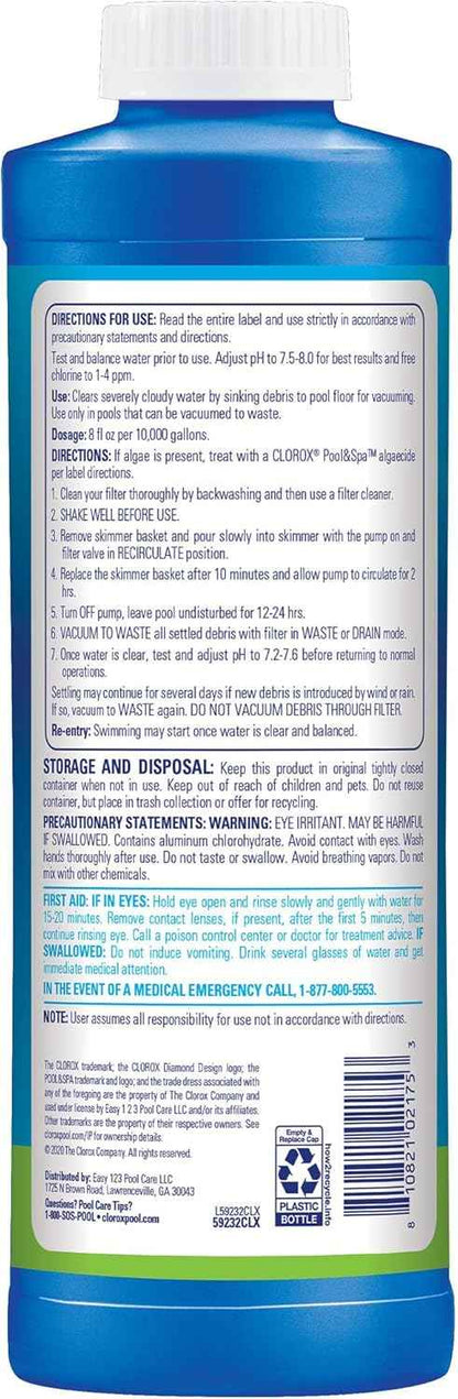 Clorox® Pool&Spa™ Swimming Pool Sink to Clear Flocculant, Sinks Debris, Dead Algae, Large Particles & Other Matters to Pool Floor