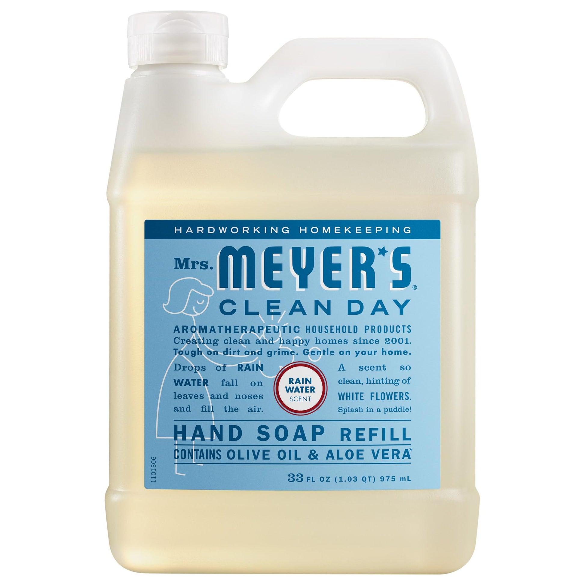 MRS. MEYER&amp;#39;S CLEAN DAY Hand Soap Refill, Rain Water Scent, 33 Fl Oz Bottle