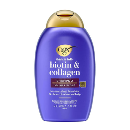 OGX_Thick_&_Full_+_Biotin_&_Collagen_Volumizing_Shampoo,_Nutrient-Infused_Hair_Shampoo_with_Vitamin_B7_Biotin_Gives_Hair_Volume_&_Body_for_72+_Hours,_Sulfate-Free_Surfactants,_13_fl._oz
