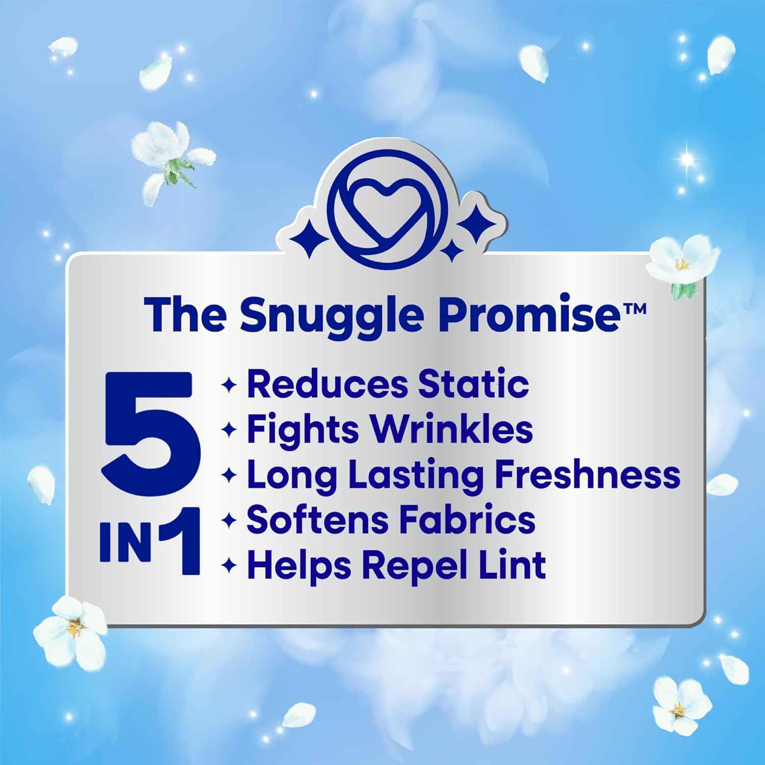 Snuggle Fabric Softener Dryer Sheets, Blue Sparkle Cuddle-Up Fresh, 230 Ct, Long-Lasting Fresh & Clean Scent, Softens Fabric, Reduces Static, Fights Wrinkles, Helps Repel Lint & Pet Hair, HE Safe