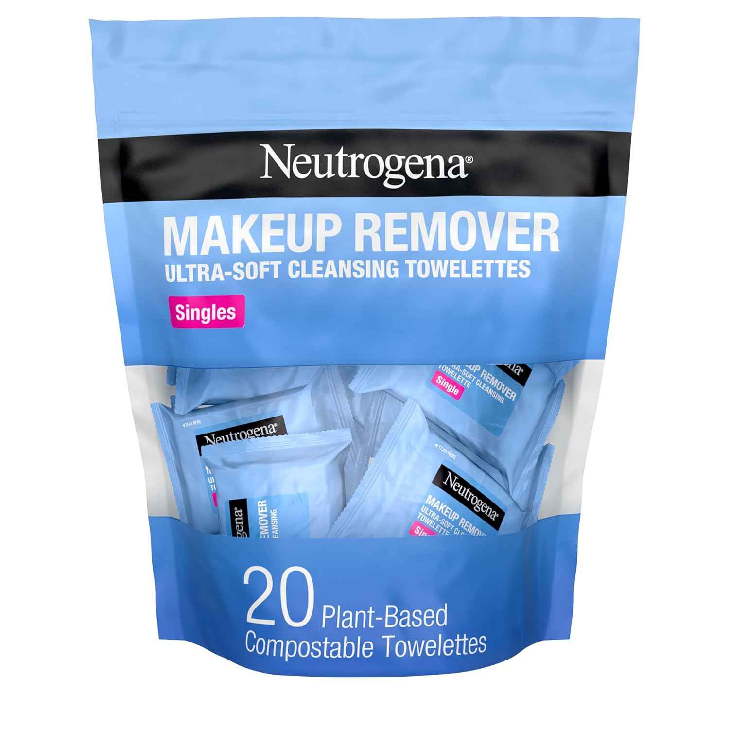 Neutrogena Makeup Remover Wipes, Daily Single Face Cleansing Towelettes, Makeup Removing Cleansing Wipes Removes Dirt & Oil, Alcohol-Free Face Towelettes