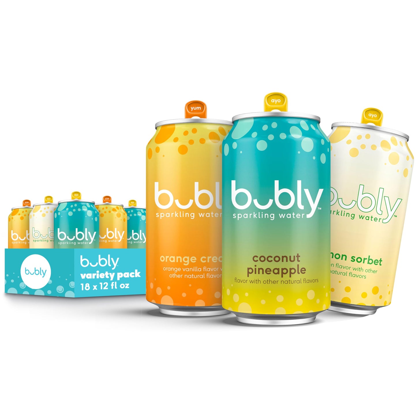 bubly Sparkling Water, Citrus Variety Pack, Zero Sugar &amp;amp; Zero Calories, Seltzer Water, 12 Fl Oz Cans (Pack of 18)