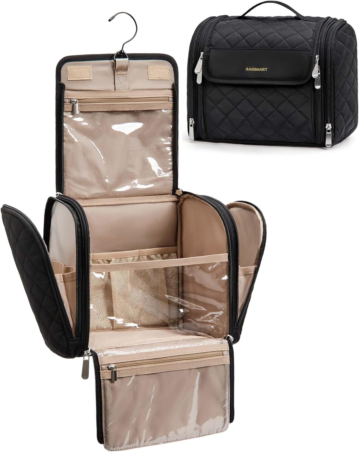 BAGSMART_Makeup_Bag_for_Women_with_Hanging_Hook_-_Portable_Cosmetic_Case,_Large_Capacity_Door_Room_Essentials_Travel_Organizer_for_Full_Sized_Cosmetics_and_Toiletries,_Black