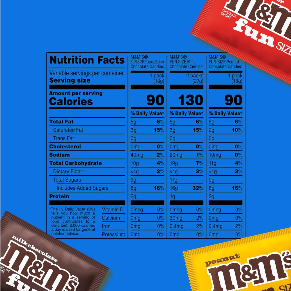 M&M'S_Fun_Size_Assorted_Chocolate_Candy_Variety_Pack,_Milk_Chocolate,_Peanut_&_Peanut_Butter,_Party_Size_Bulk_Candy_Bags_for_Halloween,_Party_Favors,_Offices,_and_More,_19.41_Oz