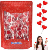 Fruidles Lollipops Mini Red Heart Shaped Strawberry Flavored Individually Wrapped, 5g 30 Lollipops Half-Pound
