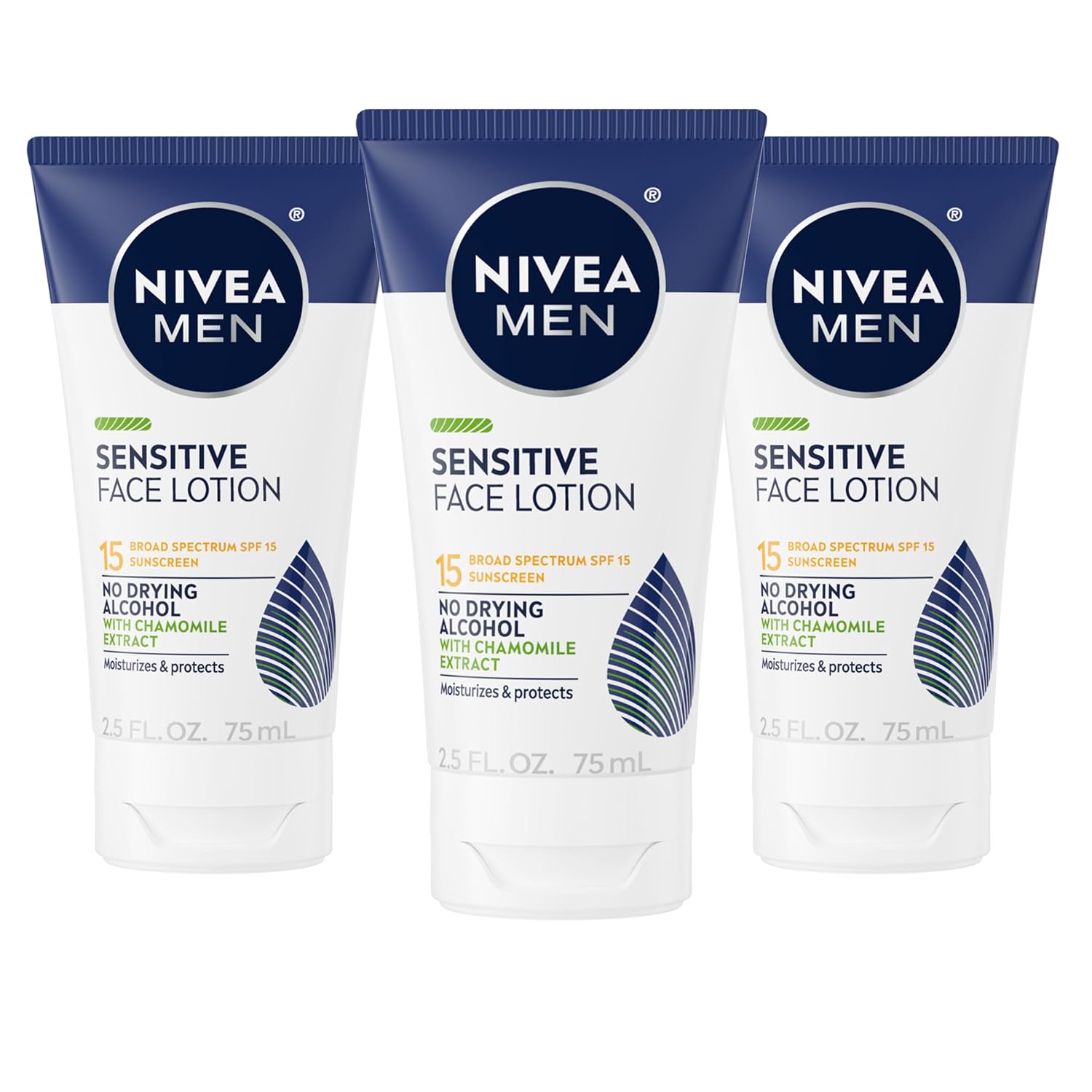 NIVEA_MEN_Sensitive_Face_Lotion_with_SPF_15,_Broad_Spectrum_Sunscreen,_3_Pack_of_2.5_Fl_Oz_Tubes