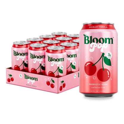 Bloom Pop Prebiotic Soda 12 Pack, 12oz Cans | Soda for Gut Health, Low Calorie, No Caffeine, Healthy Soft Drink Alternative