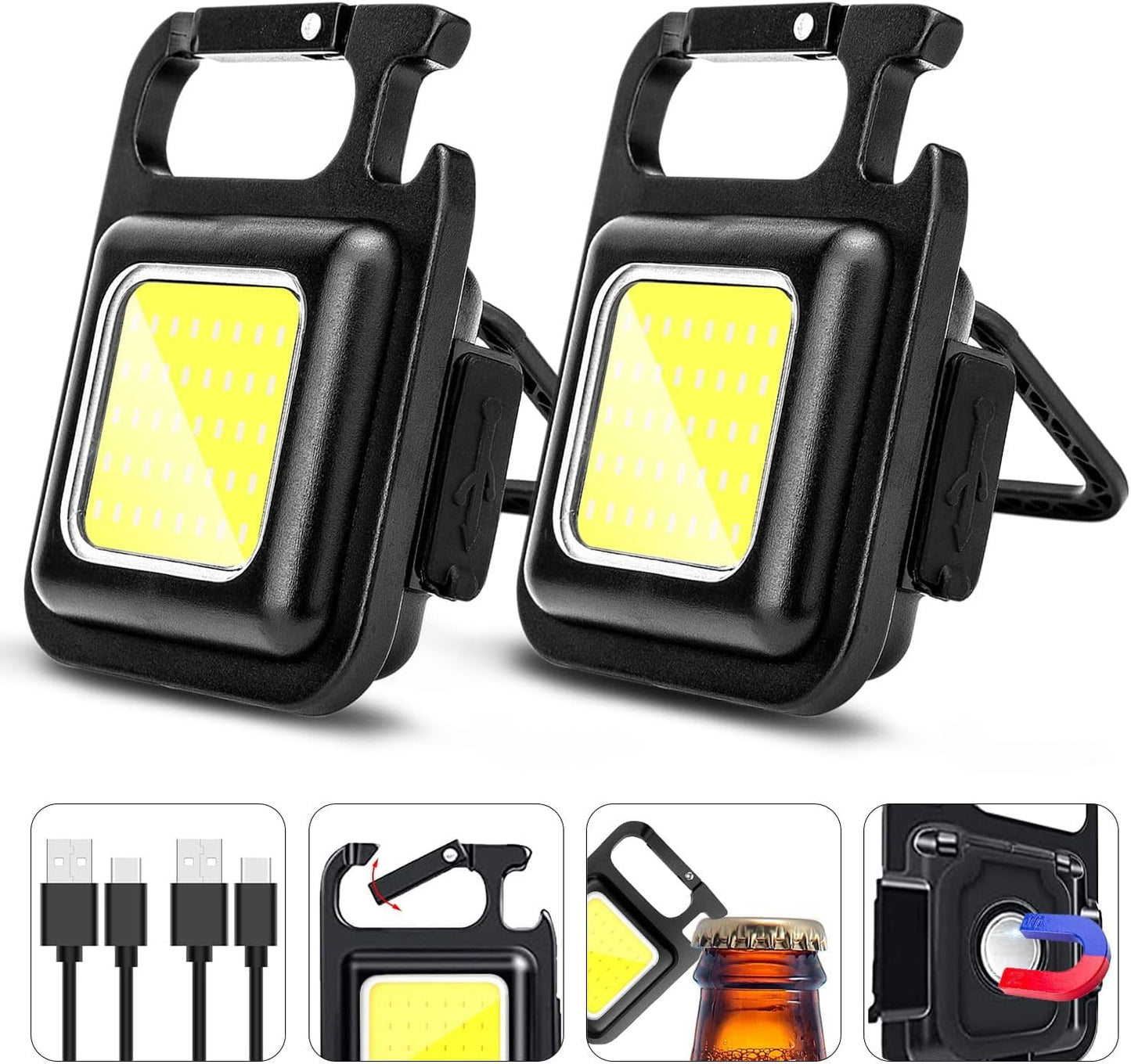 MAKDAK_COB_Rechargeable_Keychain_Flashlight_2Pack,_High_Lumen_Super_Bright_LED_Work_Light_with_Magnet,Clip,Bottle_Opener_for_Dog_Walking,Car_Repair,_Emergency,Camping,EDC