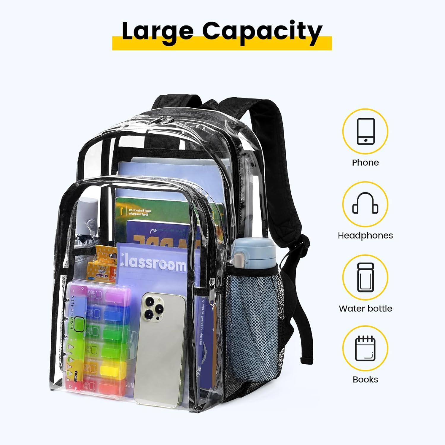Vorspack_Clear_Backpack_Heavy_Duty_-_Clear_Backpacks_for_School_Transparent_Bookbag_for_Girls_Boys_Large_See_Through_Bag_for_Work,_College,_Concert_-_Black