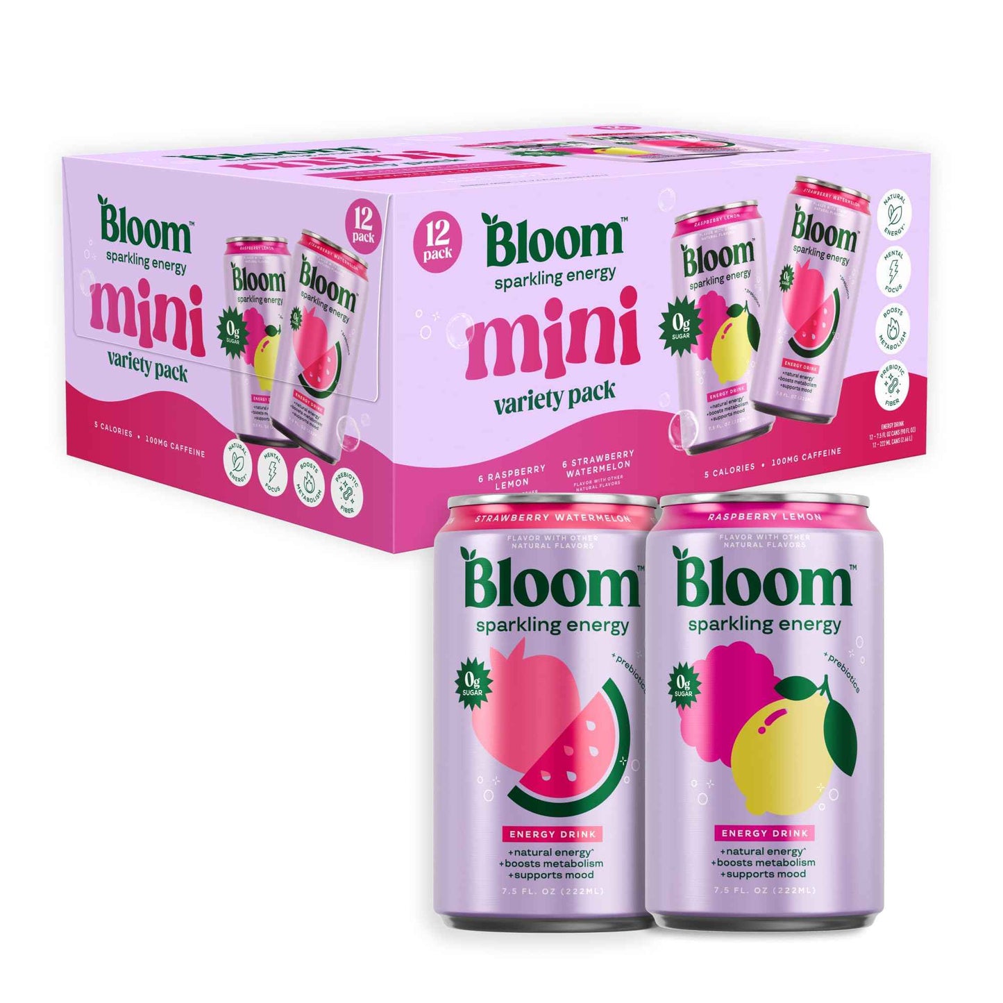 Bloom Nutrition Sparkling Energy Drink - Natural Caffeine, Zero Sugar, 180mg - Antioxidant-Rich with Green Coffee Bean, Green Tea Extract, Prebiotics