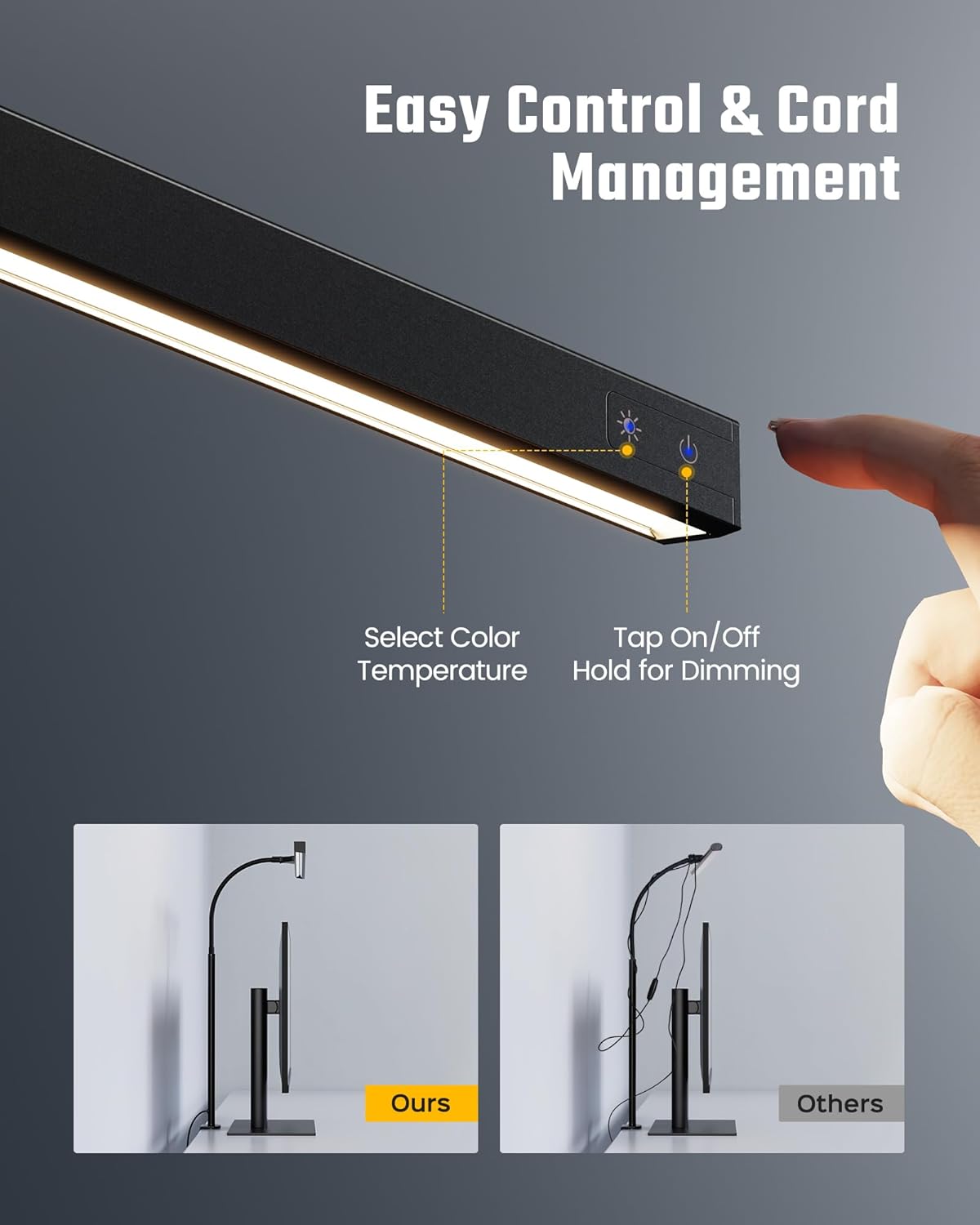 SUPERDANNY_LED_Desk_Lamp_for_Office_Home,_Eye-Caring_Desk_Light_with_Adjustable_Gooseneck,_12W_Touch_Control_Dimmable_Brightness,_Architect_Clamp_Lamp_with_USB_Adapter_for_Reading_Study_Workbench