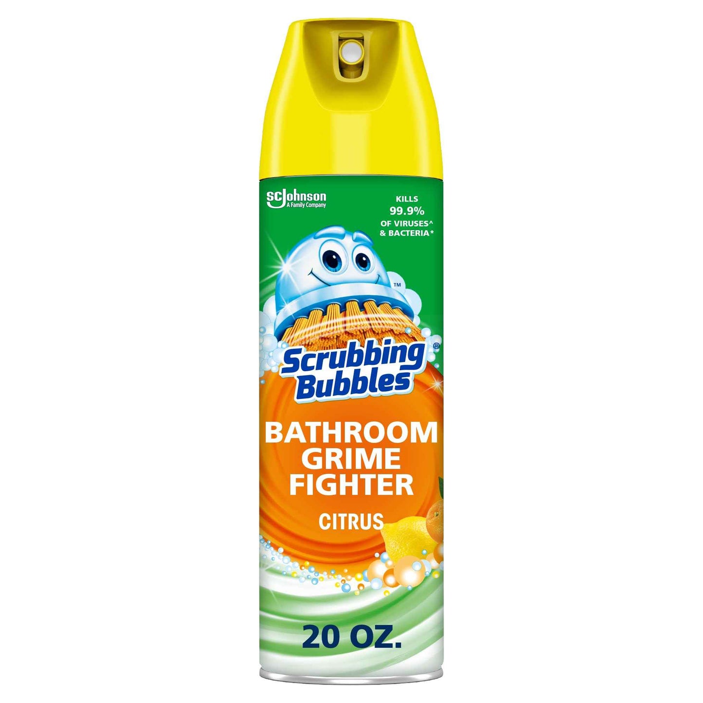 Scrubbing Bubbles Bathroom and Shower Cleaner Aerosol, Foaming Action Bathroom Grime Fighter, Citrus Scent, 20oz