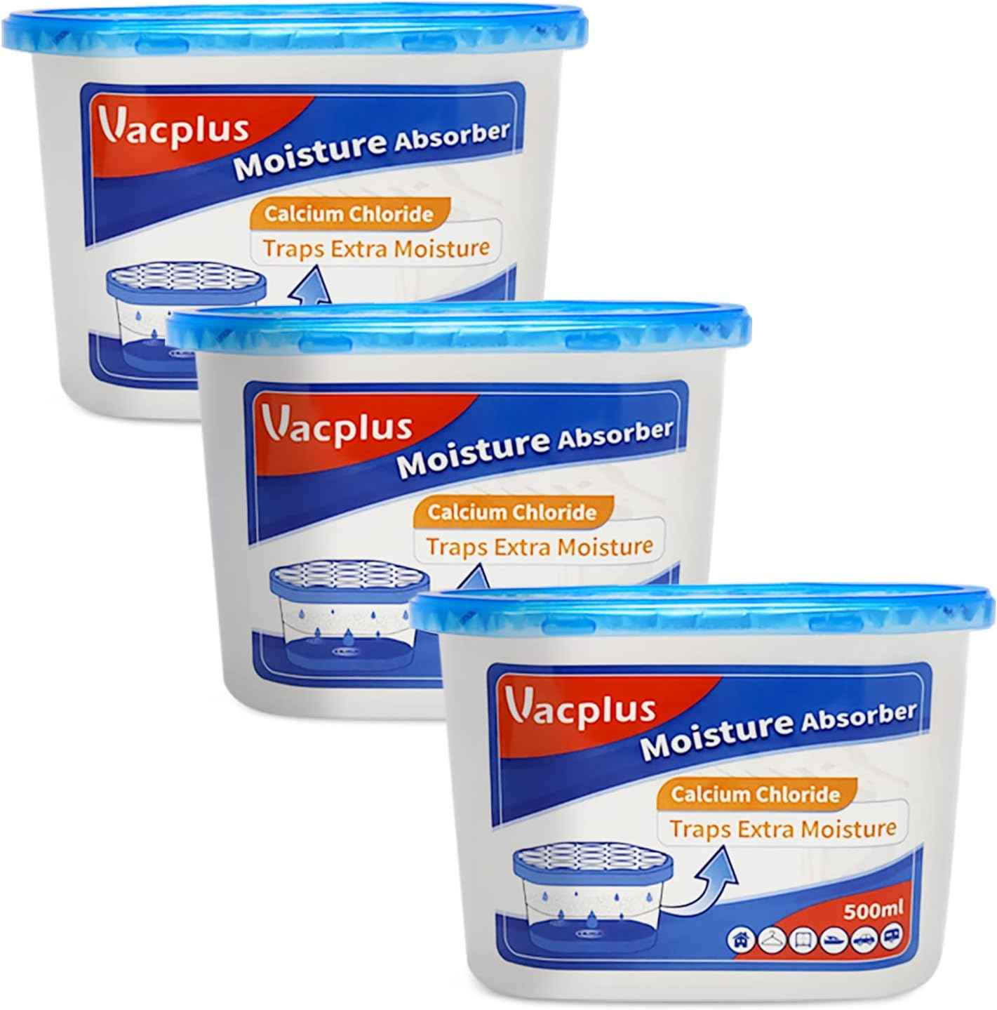 Vacplus Moisture Absorbers - Dehumidifiers for Closet, Efficient Humidity Absorber Boxes Collect Excess Moisture for Bathroom, Kitchen, Study