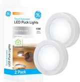 GE Wireless LED Tap-Lights, Battery Operated, 20 Lumens, Touch-Activated Puck Lights, Stick-On for Under Cabinet, Kitchen, Closet, or Garage, 2/4/6-Pack