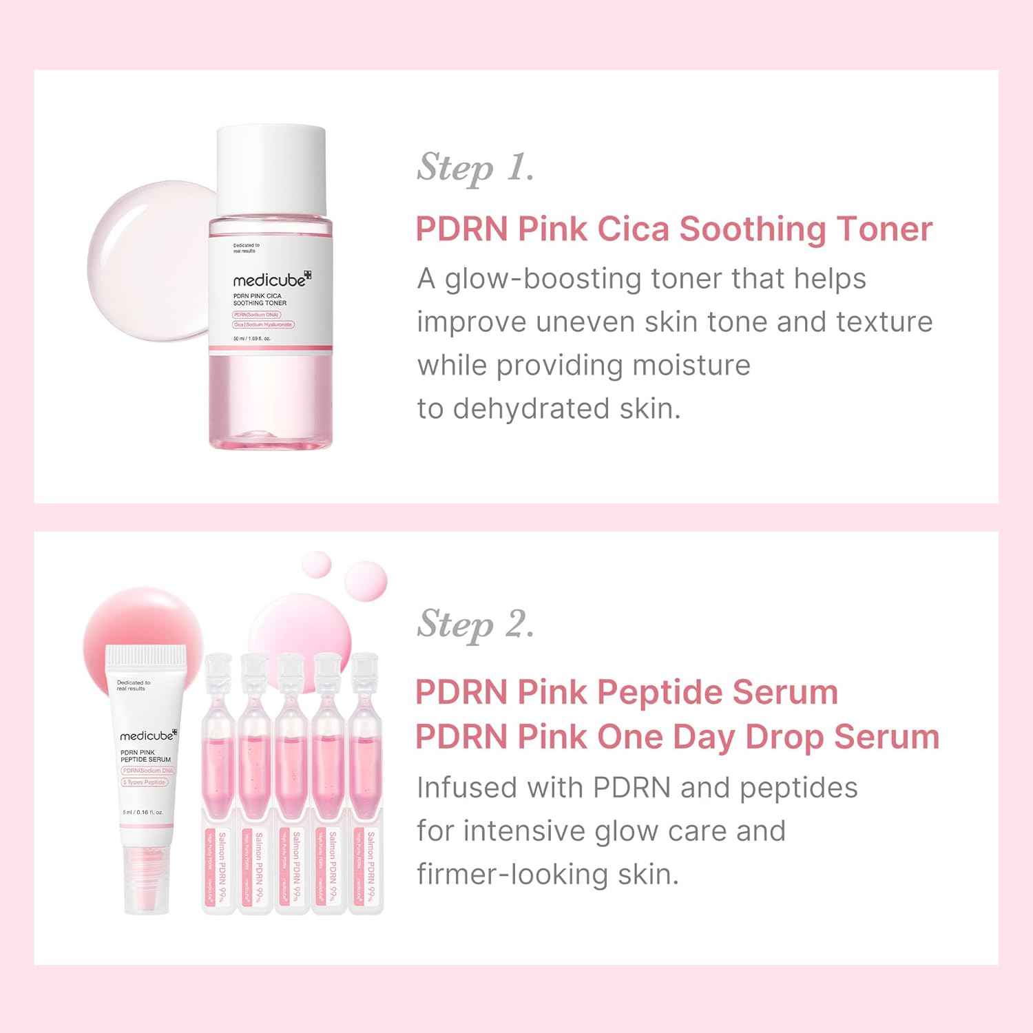 medicube Salmon DNA PDRN Trial Kit | Glass Glow Mini Skincare Set with Toner, Serum & Sheet Mask for Hydrating, Firming, Moisturizing |Gift & Travel Essentials for Women & Girls | Korean Skincare