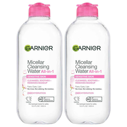Garnier Micellar Water, Hydrating Facial Cleanser & Makeup Remover, Suitable for Sensitive Skin, Vegan, Cruelty Free