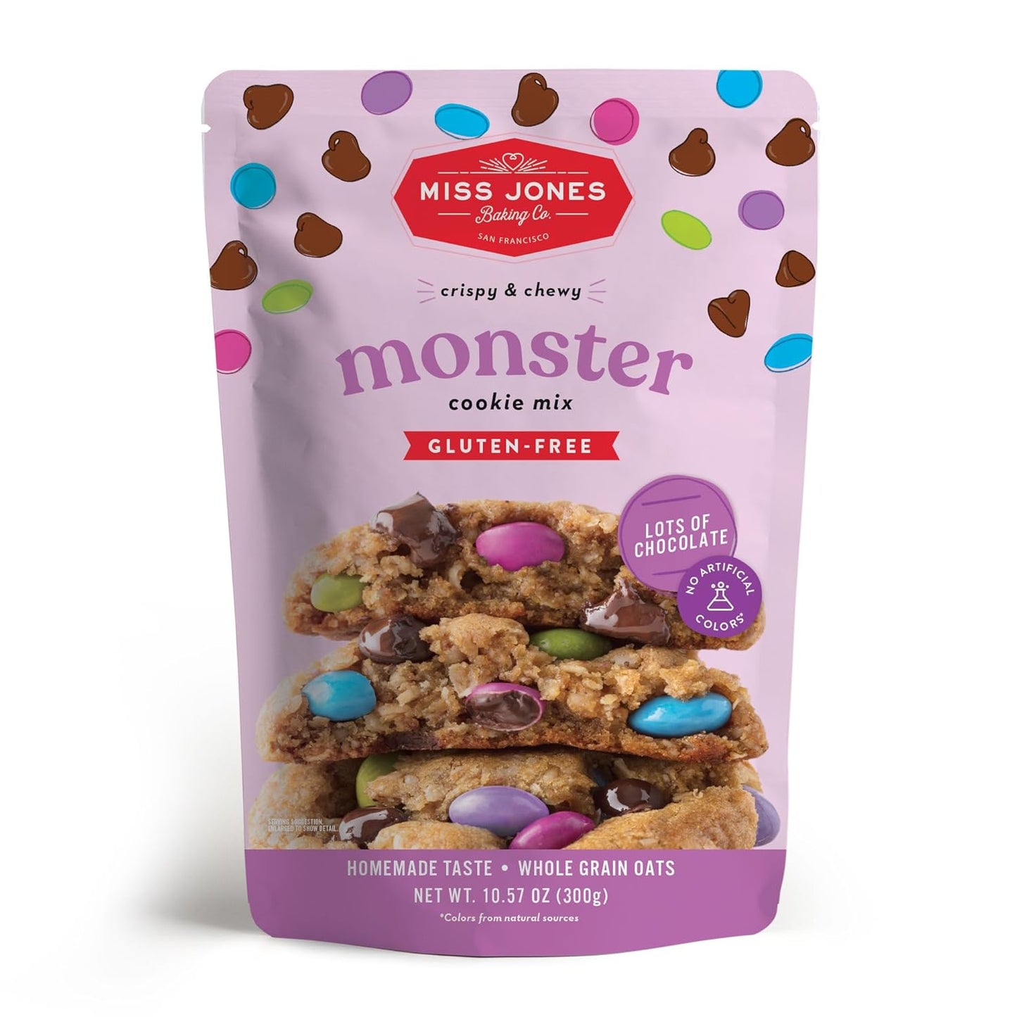 Miss_Jones_Baking_Gluten-Free_Monster_Cookie_Mix_-_Certified_Gluten_Free_&_Made_with_100%_Oats,_Easy_To_Bake_Desserts_&_Treats,_Artificial_Colors,_10.57_Ounce_(Pack_of_1)