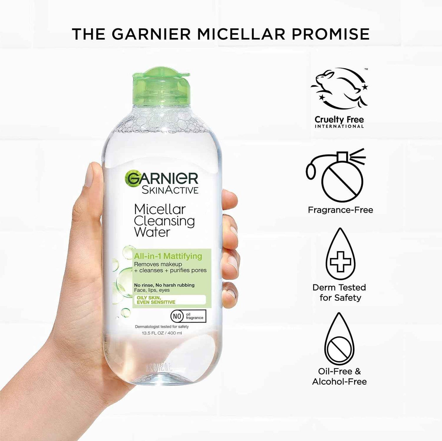 Garnier Micellar Water for Oily Skin, Facial Cleanser & Makeup Remover, Mattifying, For All Skin Types, Vegan, Cruelty Free