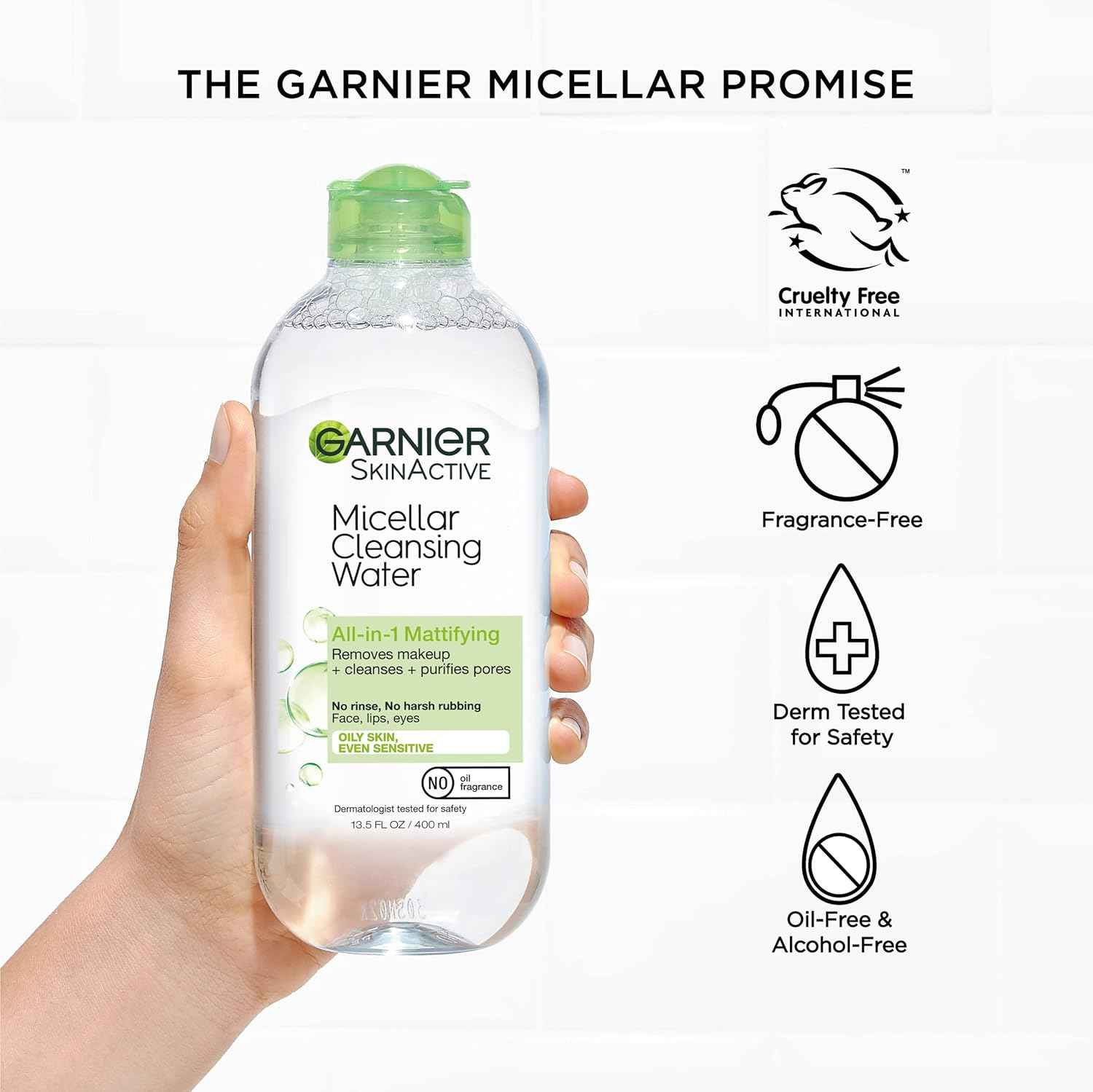 Garnier Micellar Water for Oily Skin, Facial Cleanser & Makeup Remover, Mattifying, For All Skin Types, Vegan, Cruelty Free