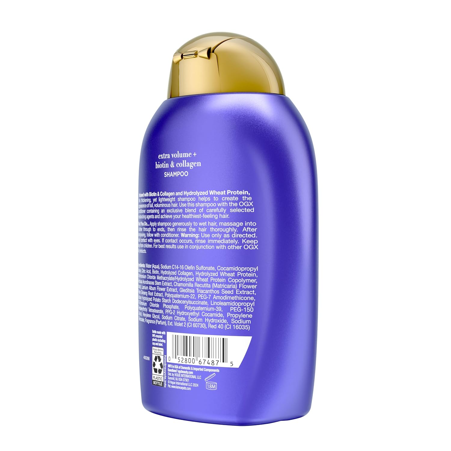 OGX_Thick_&_Full_+_Biotin_Collagen_Extra_Strength_Volumizing_Shampoo_with_Vitamin_B7_Hydrolyzed_Wheat_Protein_for_Fine_Hair._Sulfate-Free_Surfactants_Thicker,_Fuller_Hair,_13_Fl_Oz