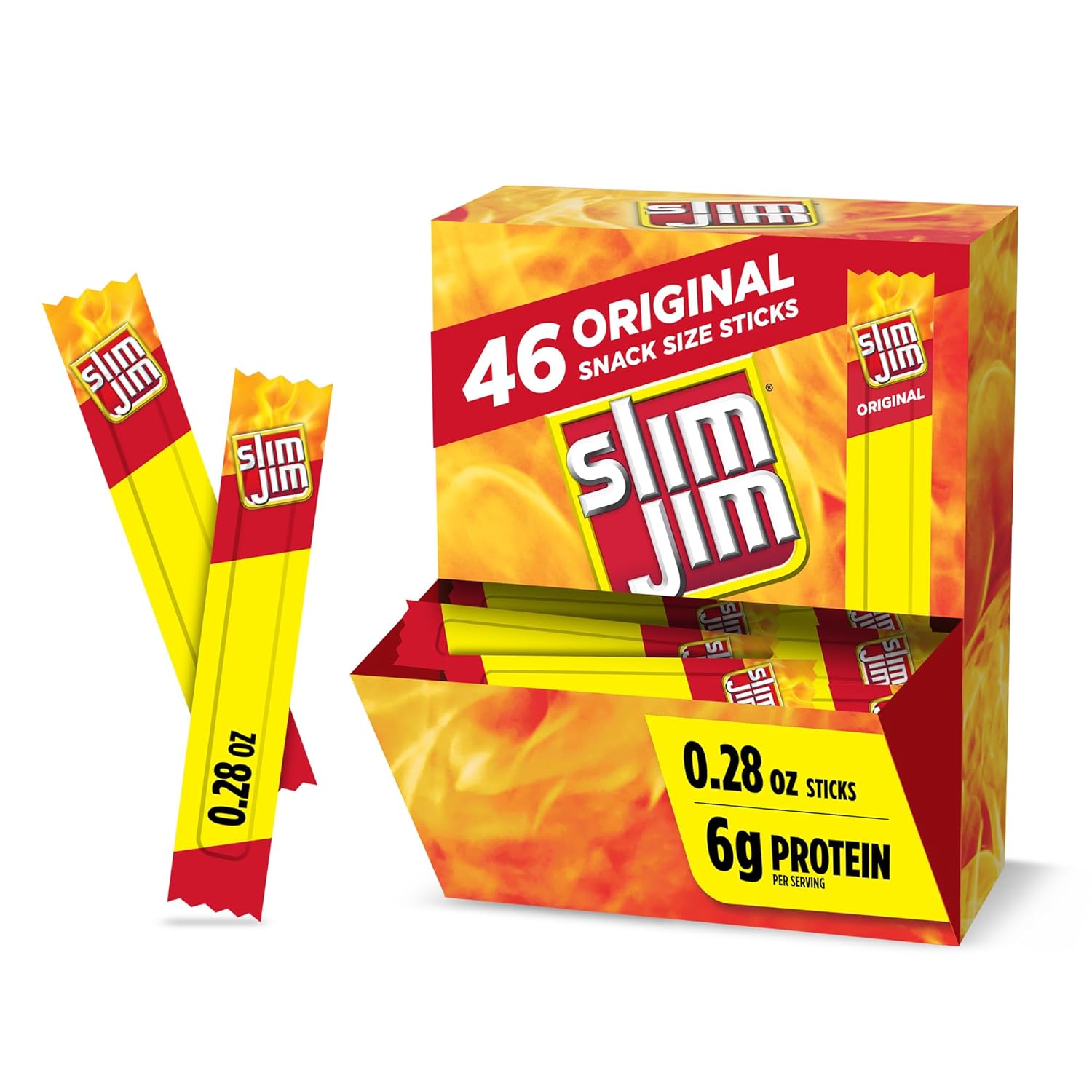 Slim_Jim_Smoked_Meat_Sticks,_Original_Flavor,_6g_Protein_Per_Serving,_Snack_Size,_Easter_Basket_Stuffer_for_Men,_0.28_oz._(46_Count)