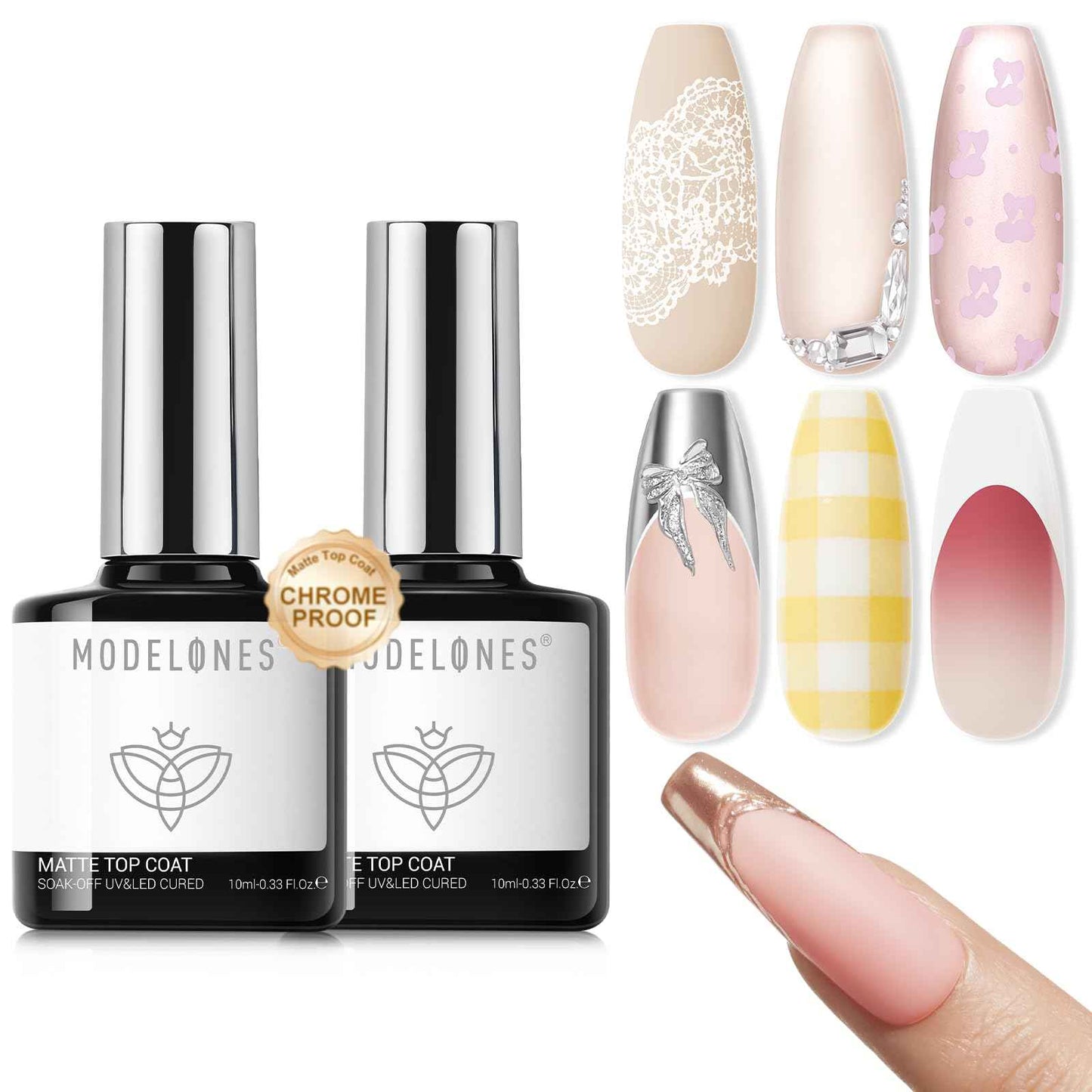 modelones Gel Top Coat, 15ml No Wipe Gel Nail Polish High Gloss Top Coat Shiny Long Lasting Clear Top for Acrylic Nails, Need U V/LED Lamp for Home DIY Gift Spring Easter's Manicure Salon