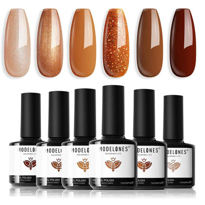 modelones Gel Nail Polish Set - 6 Colors Nude Pink Milky White Gel Polish Set Light Neutral Pink Nail Polish Barely Pink Soak Off LED Starter Kit Popular Nail Art DIY Manicure Gifts
