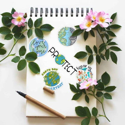 100PCS Earth Day Stickers, Environmental Protection Vinyl Waterproof Stickers for Water Bottles, Laptops, Skateboards & Notebooks, Save the Earth Environmental Decals for Kids Teens Students