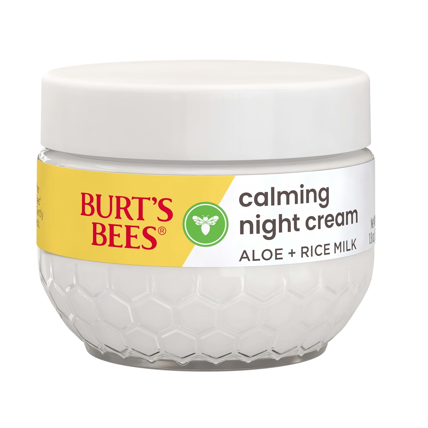 Burt's_Bees_Calming_Night_Cream_With_Aloe_and_Rice_Milk,_Face_Moisturizer_For_Sensitive_Skin_Infuses_Skin_With_Moisture_While_You_Sleep,_98.8_Percent_Natural_Origin_Skin_Care,_1.8_oz._Tub