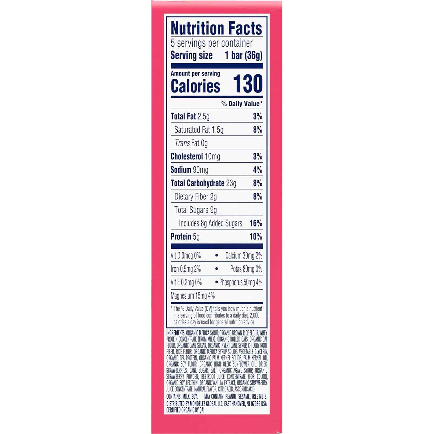 Zbar Protein - Strawberries 'N Creme - Crispy Snack Bars - Made with Organic Oats - Non-GMO - 5g Protein - Gluten Free Protein Bars (5 Pack)