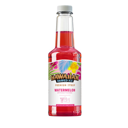 Hawaiian Shaved Ice Syrup Pint, Watermelon Flavor, Great For Slushies, Italian Soda, Popsicles, &amp;amp; More, No Refrigeration Needed, Contains No Nuts, Soy, Wheat, Dairy, Starch, Flour, or Egg Products