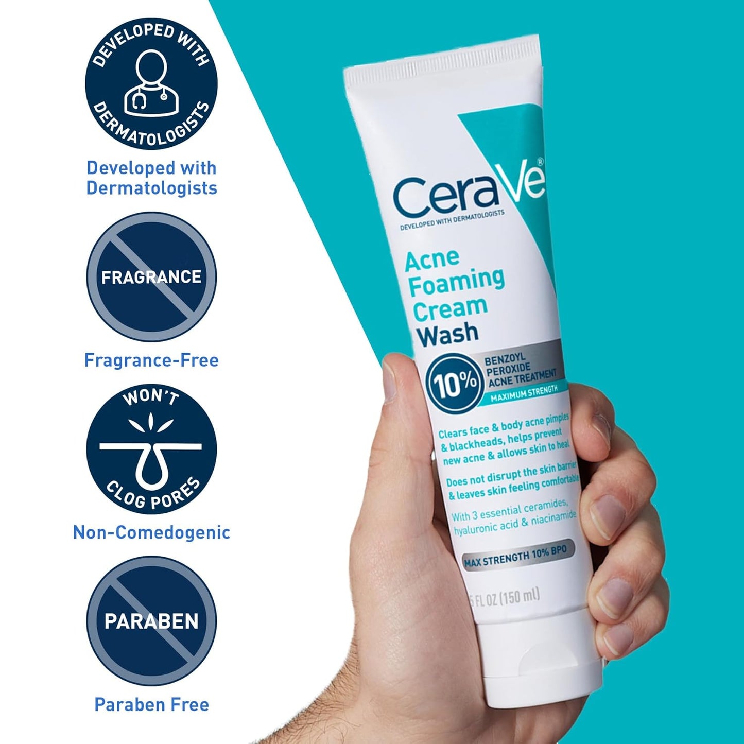 CeraVe_Acne_Foaming_Cream_Wash,_Gentle_Face_and_Body_Cleanser_with_Benzoyl_Peroxide_10%,_Hyaluronic_Acid,_and_Niacinamide,_10%_Benzoyl_Peroxide_Treatment_Clears_Pimples_and_Blackheads_5_Oz