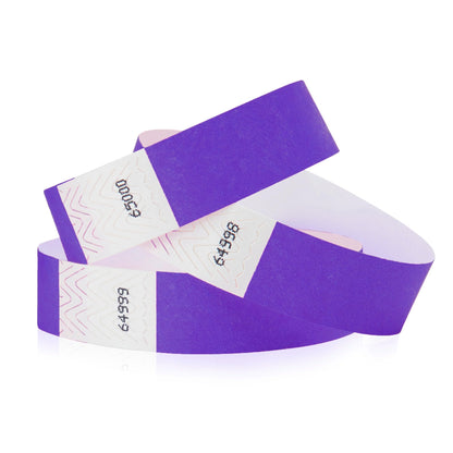 500 WristCo Purple Tyvek Wristbands for Events - Comfortable Tear Resistant Paper Bracelets ID Wrist Bands for Concerts Festivals Admission Party Identification