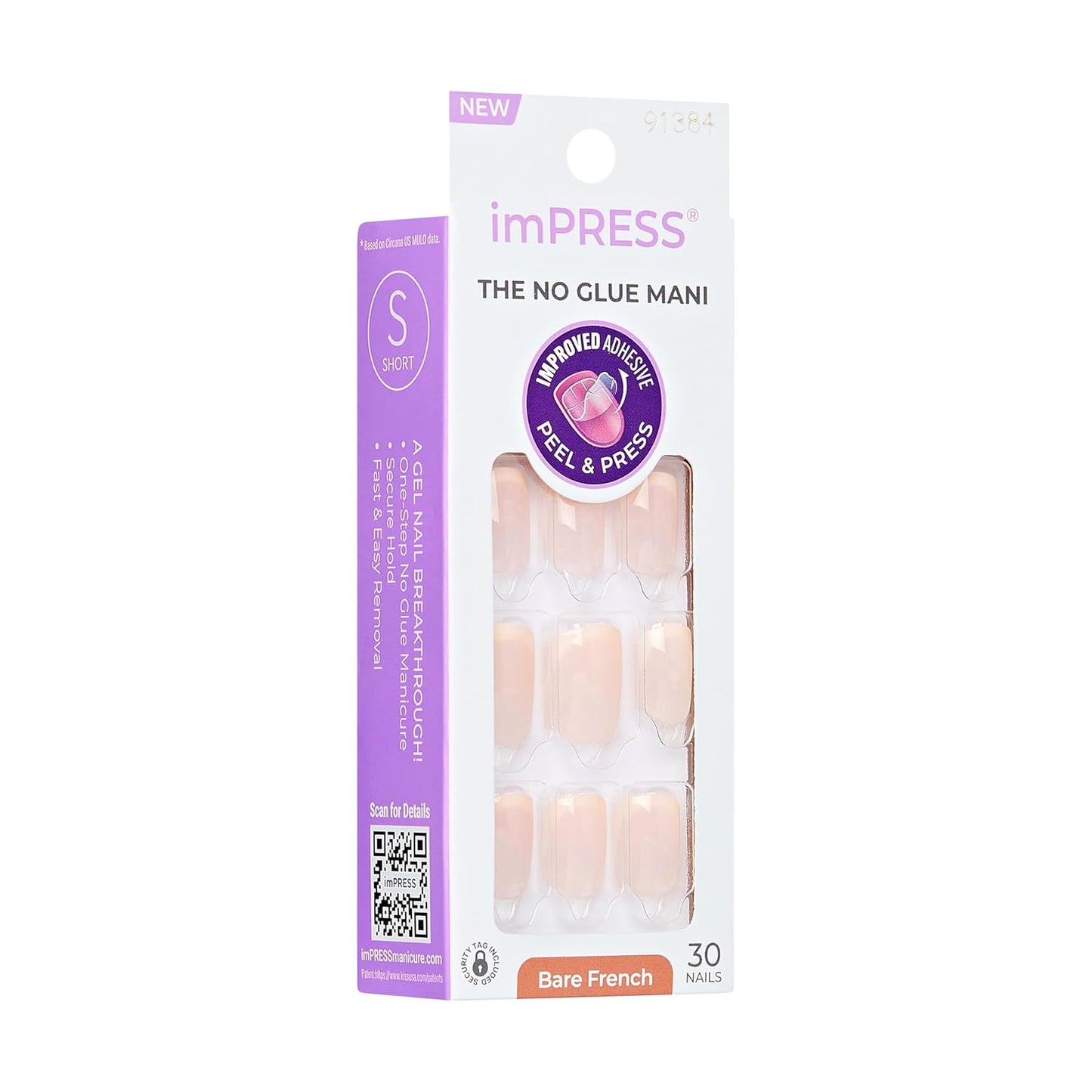 KISS_imPRESS_No_Glue_Mani_Press_On_Nails,_French,_'Heroic',_Light_Neutral_+_White_Tip_French,_Short_Size,_Squoval_Shape,_Includes_30_Nails,_Prep_Pad,_Instructions_Sheet,_1_Manicure_Stick,_1_Mini_File