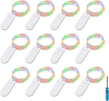 Fairy Lights CR2032 Battery Operated,6.6Ft/2Meter 20 LEDs Micro Silver Wire String Lights for Bedroom Christmas Party Wedding Decoration (Warm White, 6 Pack)