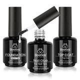 Beetles Top Coat Base Gel & Nail Glue No Wipe Top Coat Gel Nail Polish & Base Coat Nail Glue Shine Effect Long Lasting Soak Off Uv Light Lamp Diy Nail Gifts for Women & Girls