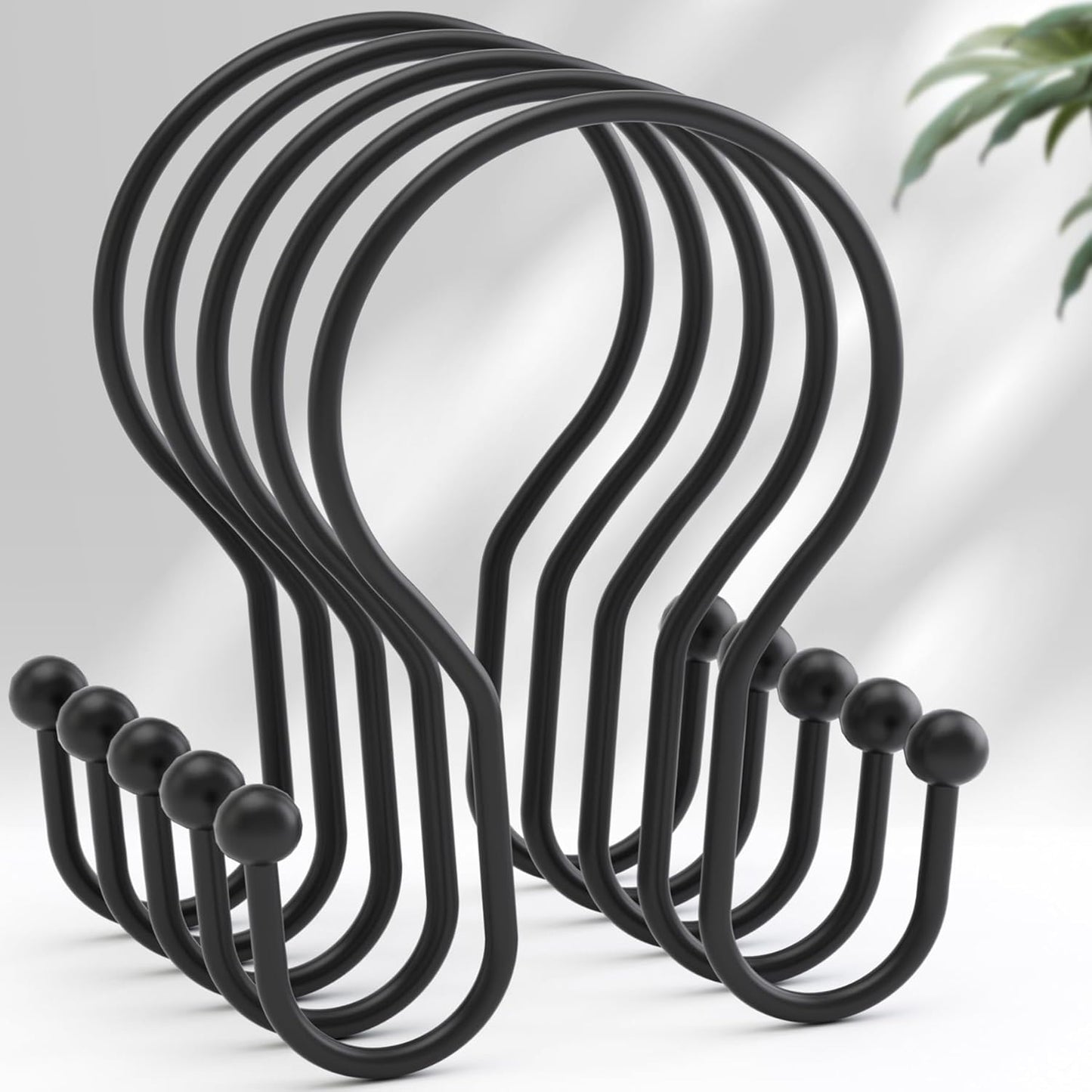 AmazerBath_Shower_Curtain_Hooks_Black_Shower_Curtain_Rings,_Simple_Double_Hook_Shower_Curtain_Hooks_Rust_Proof,_Smooth_Sturdy_Metal_Shower_Hooks_for_Shower_Curtain_Rod,_12_Pcs_Shower_Rod_Hooks