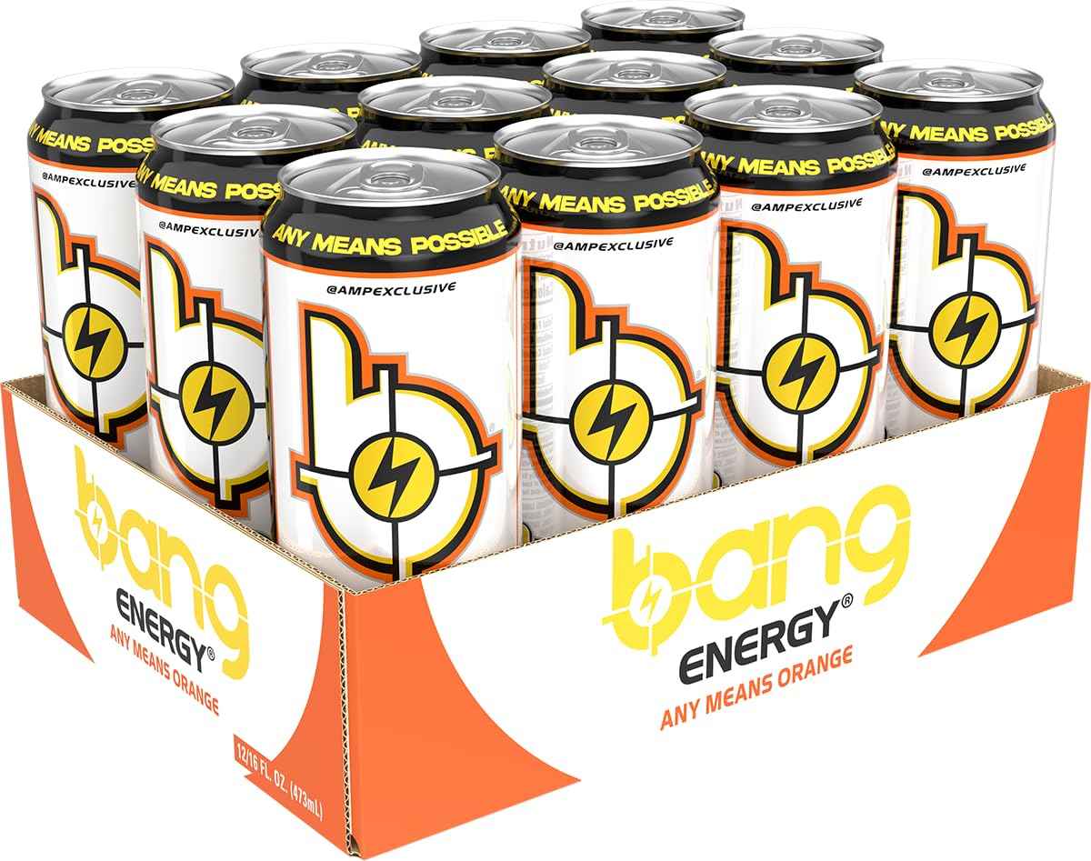Bang Energy Any Means Orange, Sugar-Free Energy Drink, 16-Ounce | Pack of 12