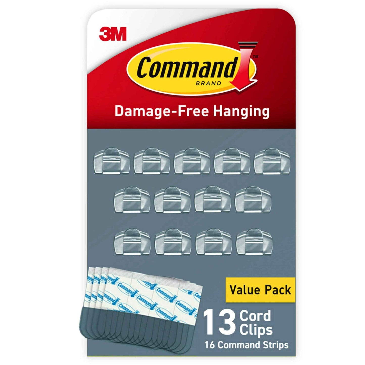 Command Round Cord Clips, Damage-Free Hanging Cable Clips, No Tools Wall Clips for Hanging Electrical Cables of Christmas Decorations