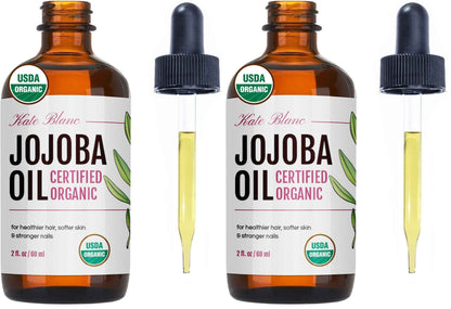 Kate Blanc Cosmetics Jojoba Oil Organic for Hair, Skin & Face (100% Pure, Cold Pressed, Unrefined, Natural, Hexane Free, Glass Bottle)