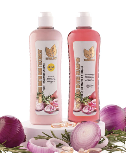 NATURAL SANT - Onion Biotin and Rosemary Shampoo &amp;amp; Treatment Set for Stronger, Thicker and Longer Hair - Soft and Shine, Hair Loss and Thinning, Growth Shampoo, Paraben Free, Silicone Free