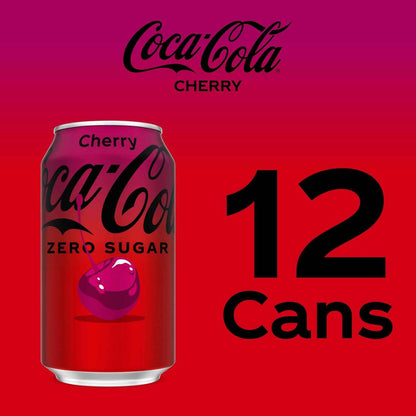 Coca-Cola Cherry Zero Soda | Zero Sugar Cherry Vanilla, 12 Fl Oz (pack of 12)