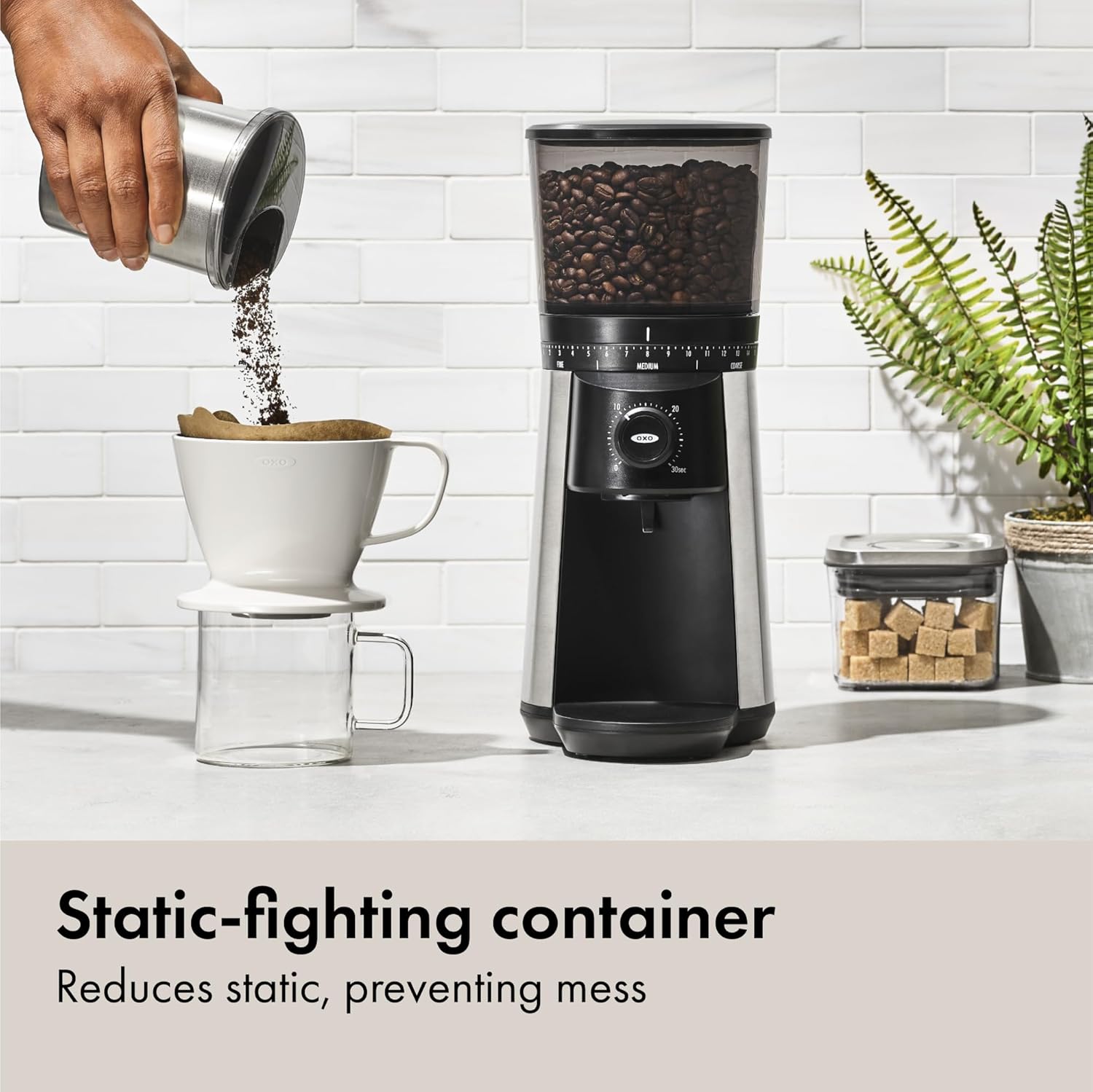 OXO_Brew_Conical_Burr_Coffee_Grinder_-_Silver,_Stainless_Steel_Burrs,_One-Touch_Automatic_Smart_Grind