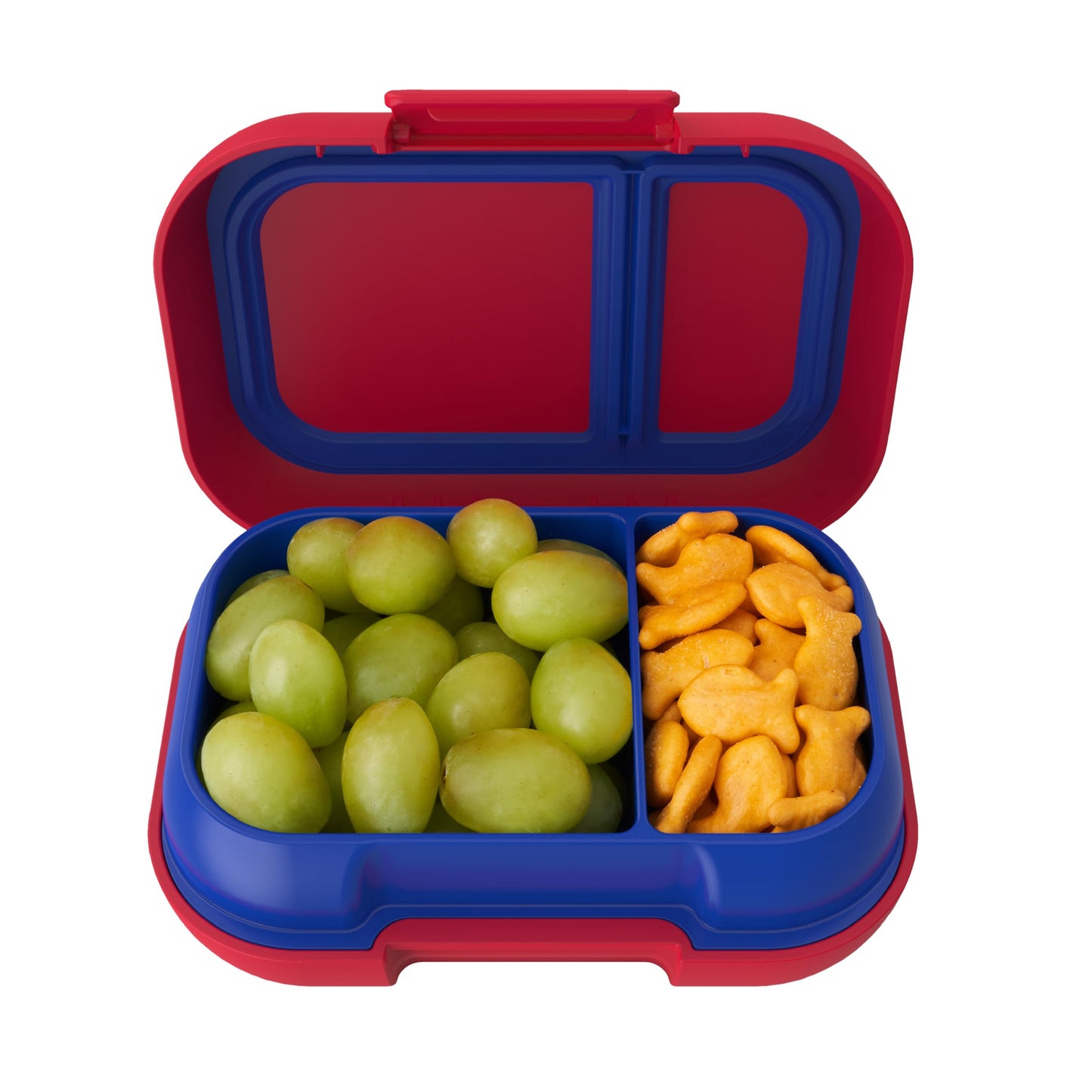 Bentgo Kids Snack - 2 Compartment Leak-Proof Bento Box Container for Snacks and Small Meals, Easy-Open Latch, Dishwasher Safe, BPA-Free for School, Daycare, &amp;amp; Sports - Ideal for Ages 3+ (Red/Royal)
