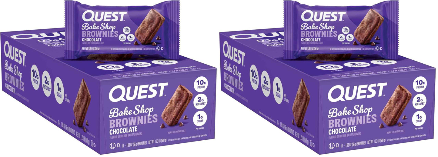 Quest Nutrition Bake Shop, Chocolate Brownies, 10g Protein, 2g Net Carbs, 1g Sugar, Protein Snack