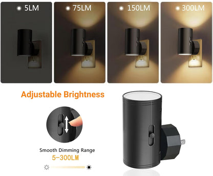 LED_Night_Lights_Plug_into_Wall,_Dusk_to_Dawn_Sensor,5-300LM_Adjustable_Brightness,_Dimmable_Night_Lights_for_Kitchen,Hallway_Bedroom,Stairs,_2/4_Pack