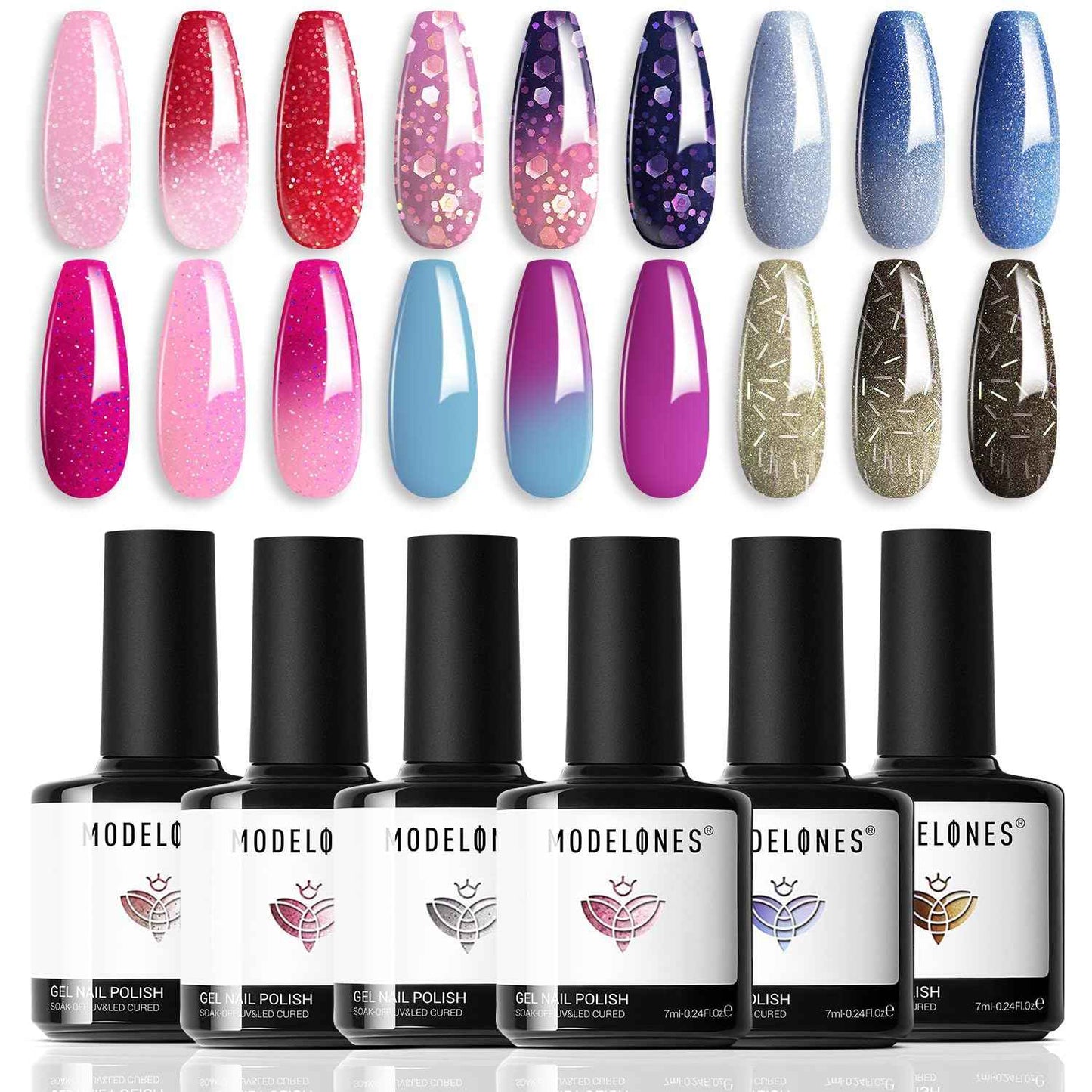 modelones Gel Nail Polish Kit -6 Colors Nude Pink Milky White Spring Gel Polish Set Skin Tones Neutral Brown Soak Off Gel Nail Kit Manicure DIY Nail Art Salon Home Gift