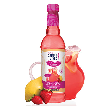 Jordan&amp;#39;s Skinny Mixes Sugar Free Syrup, Strawberry Pink Lemonade, Fruit Flavored Water Enhancer, Drink Mix Iced Tea, Lemonade, Drinks, Low Calorie Water Flavoring, Dairy &amp;amp; Gluten Free, Kosher, 25.4 Fl Oz