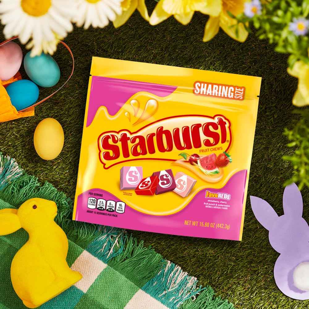 STARBURST FaveREDS Fruit Chews Candy, Chewy Candy, 15.6 oz Sharing Size Bag, Easter Basket Stuffers